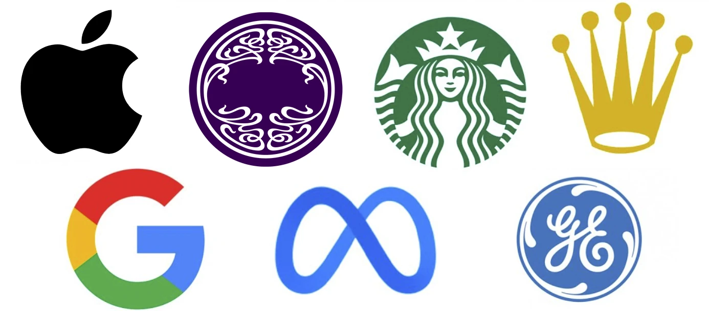 Assorted brand identities without the words