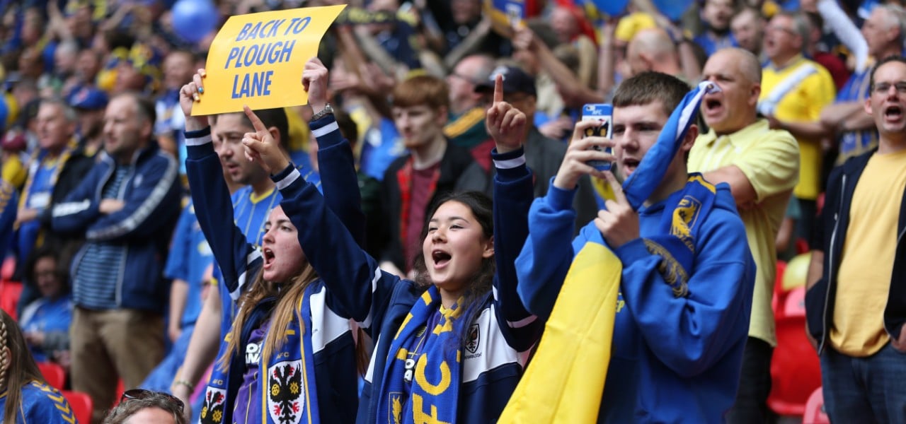 AFC Wimbledon fans in 2016 © AFC Wimbledon and The Dons Trust