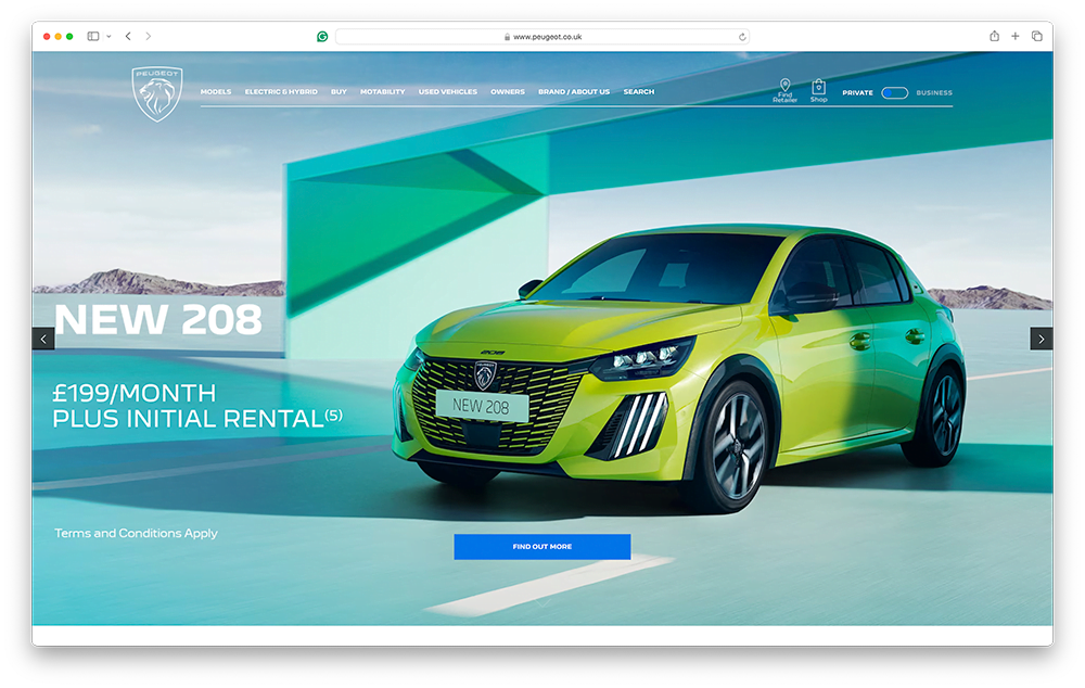 Auto homepage design - Fiat - Websites Look the Same