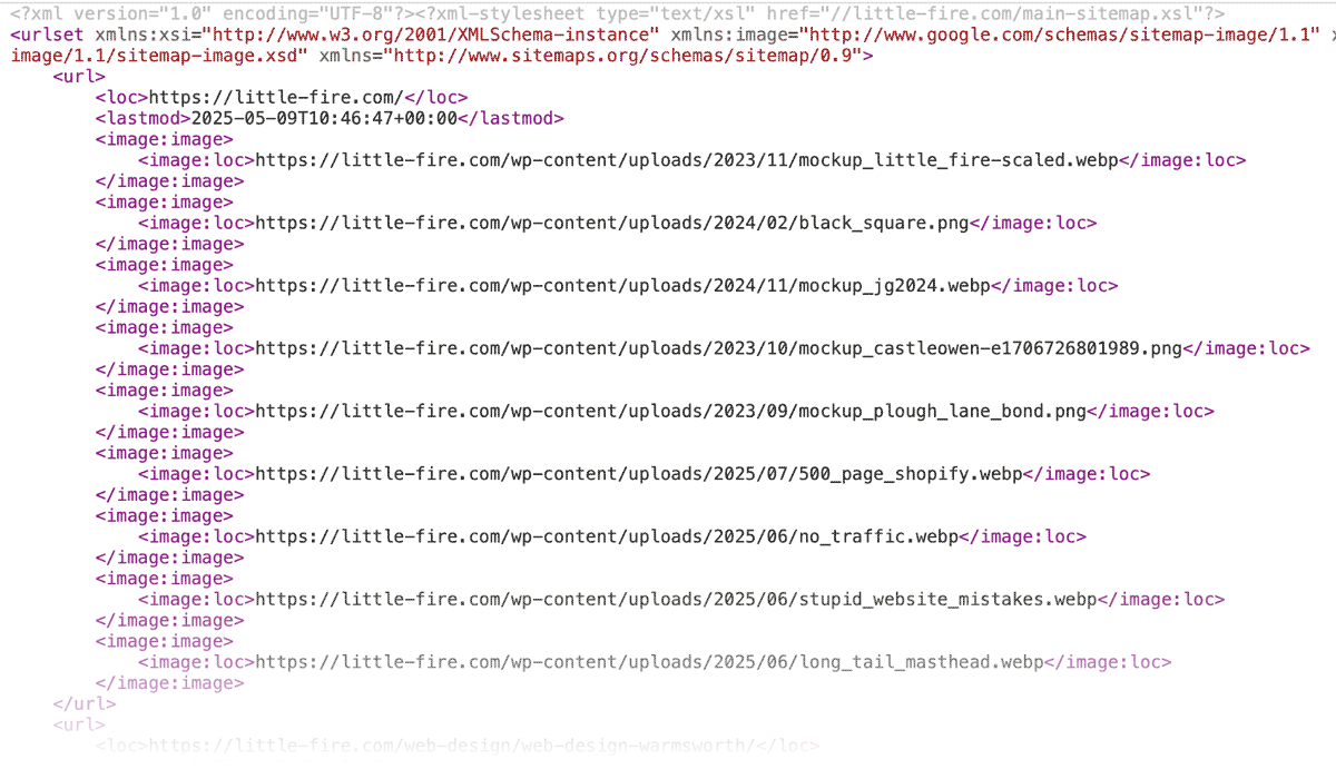 Submit your XML sitemap - a sample from the Little Fire Digital Sitemap