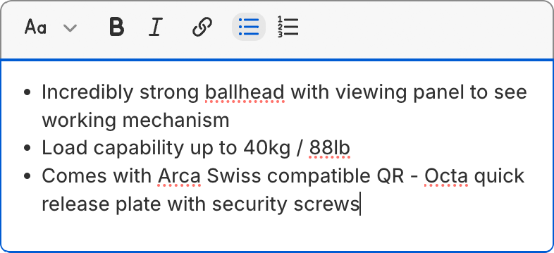 Harrison Cameras - the default meta text editor