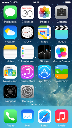iOS 7 app icons on screen